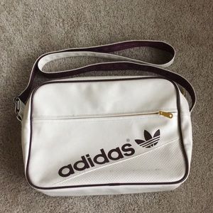 Adidas White Leather Sports Shoulder Bag